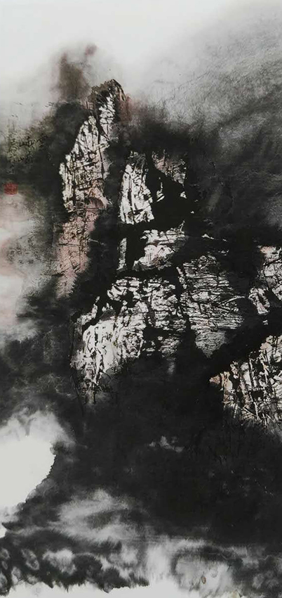 吕程远作品1《云岫讞嶙》120cmX69cm 1999年
